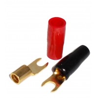 GST08-8: 8 AWG  #8 Gold Fork Solderless Crimp Terminal