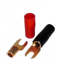 GST10-6: 10 AWG #6  Gold Fork Solderless Crimp Terminal