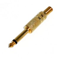 AG1029: 6.35mm MONO METAL PLUG WITH SPRING, GOLD CONNECTOR​ 