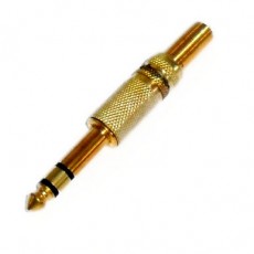 AG1030: 6.35mm STEREO METAL PLUG WITH SPRING, GOLD CONNECTOR​ 