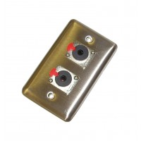 CAT-6.35D: Dual 6.35mm Female Metal Stainless Steel wall plate