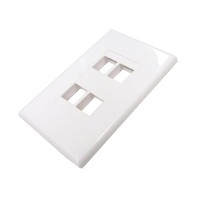 CAT503S-4: Screwless 4 Port Keystone Jack Wall Plate -White