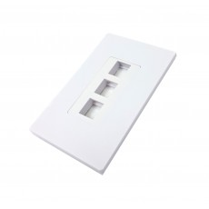 CAT503S-3: Screwless 3 Port Keystone Jack Wall Plate -White