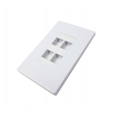 CAT503S-4: Screwless 4 Port Keystone Jack Wall Plate -White