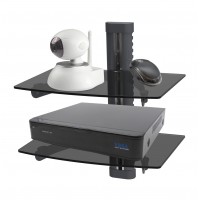 PPA049-02: Double Glass Shelve Wall Mount for Home Hi-Fi systems
